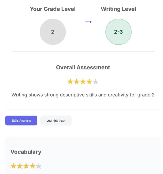 Child taking writing evaluation